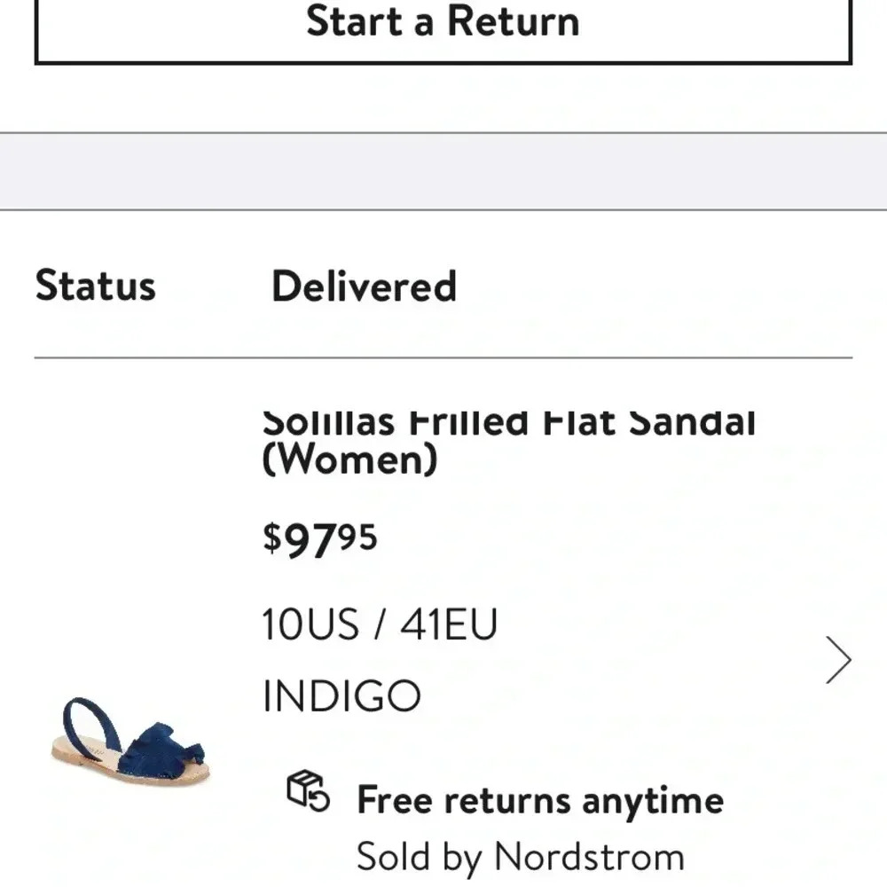 Solillas Frilled Flat Leather Sandal Indigo Blue Size 10 Made in Spain - Picture 8 of 8